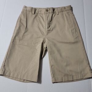 💚 Lands End Shorts Boys 16 Beige School‎ Uniform Khaki Adjustable Shorts